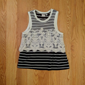 Anthropologie Stripe and Lace Tank